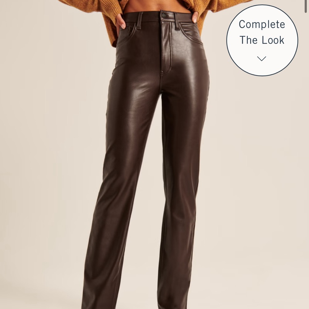 ABERCROMBIR 24 ULTRA HIGH BROWN LEATHER PANTS